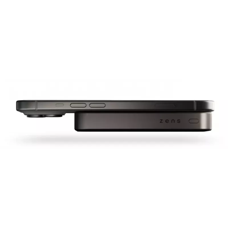 ZENS Powerbank plāns Qi2 Al 10000mAh Melns