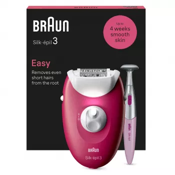 Epilators Braun Silk-épil 3 SE3-202, 20 pincetes, maiņstrāva, ogu krāsa