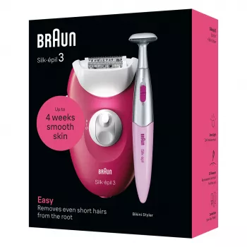 Epilators Braun Silk-épil 3 SE3-202, 20 pincetes, maiņstrāva, ogu krāsa