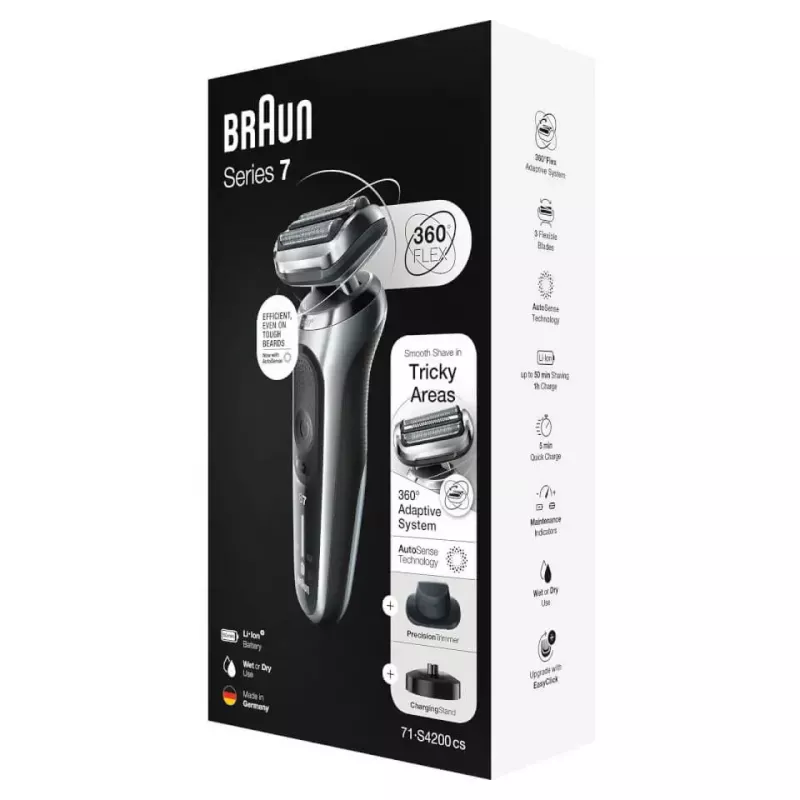 Folijas skuveklis Braun Series 7 71-S4200cs melns AutoSense akumulators