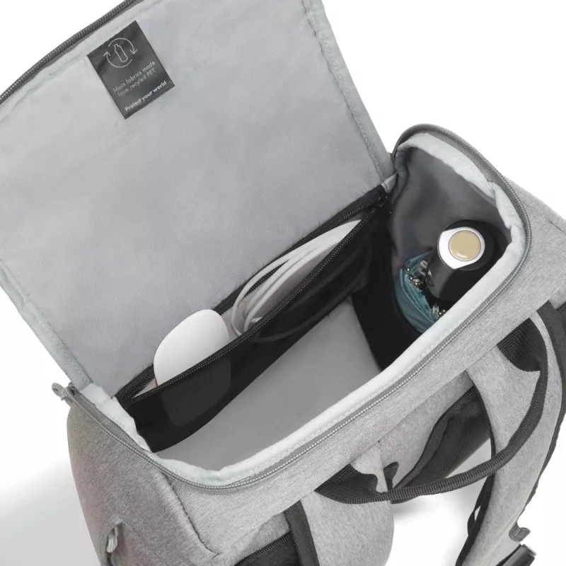 DICOTA Backpack Eco Motion - 13-15,6 collu piezīmjdatora mugursoma - Gaiši pelēka / 600D RPE poliesters