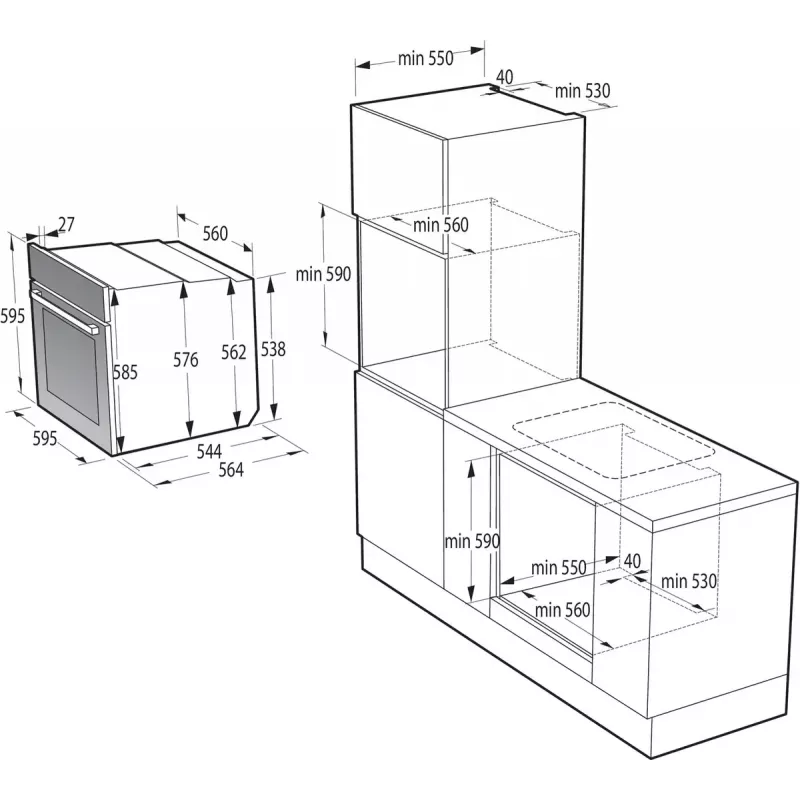 Iebūvējamā krāsns Gorenje BO6737E02BG, daudzfunkcionāla