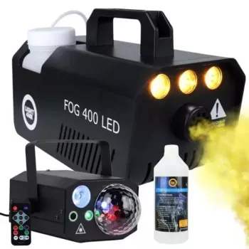 Smoke machine Light4Me GIG SET 1 400W LED — dūmu ģenerators ar LED apgaismojumu, IP20, komplektā ietilpst dūmu un miglas ģenerators