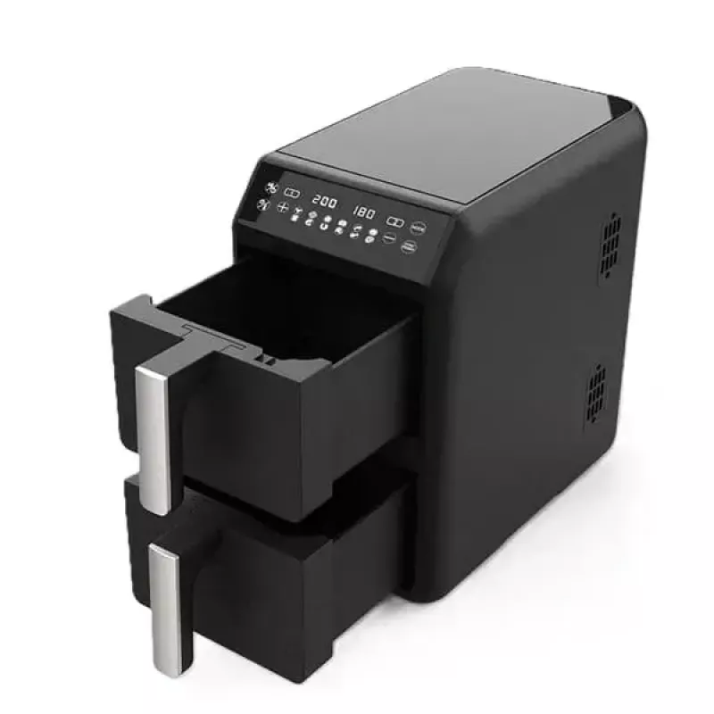 Elektriskā gaisa fritiera Maestro MR-761, 10 L ietilpība, 2400W, 12 programmas, 80–200°C, dubultā konstrukcija, melna