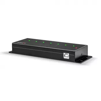 Lindy 7 Port USB 2.0 Metal Hub, USB 2.0 Type-B, USB 2.0, 480 Mbit/s, melns, metāls, 1,8 m