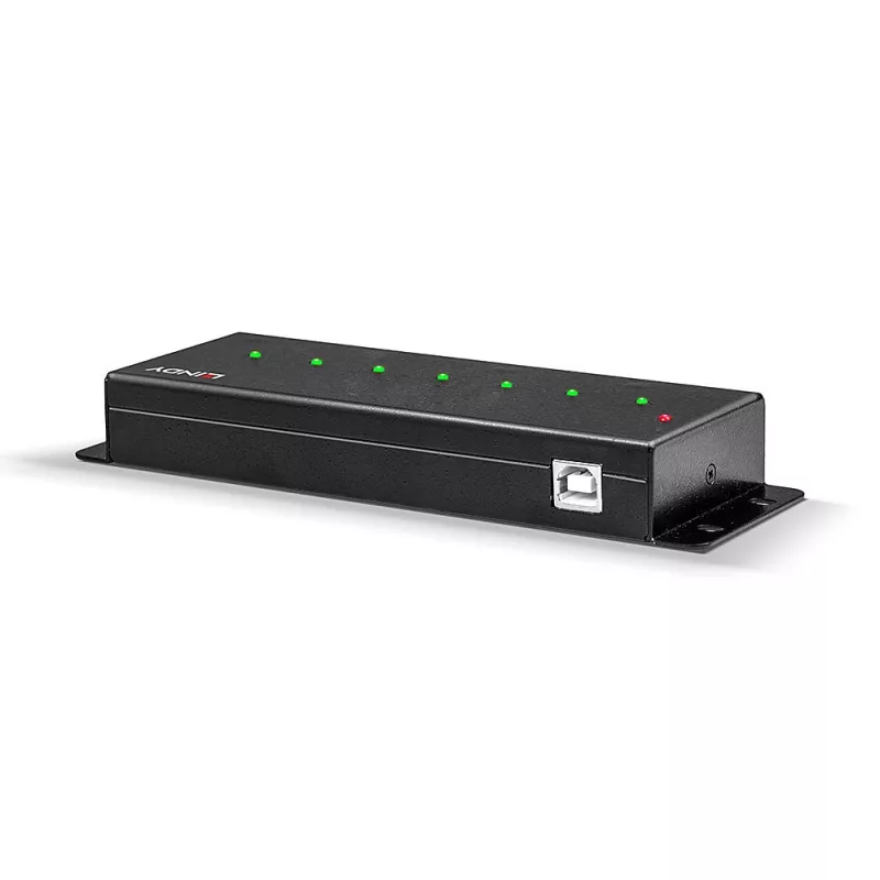 Lindy 7 Port USB 2.0 Metal Hub, USB 2.0 Type-B, USB 2.0, 480 Mbit/s, melns, metāls, 1,8 m
