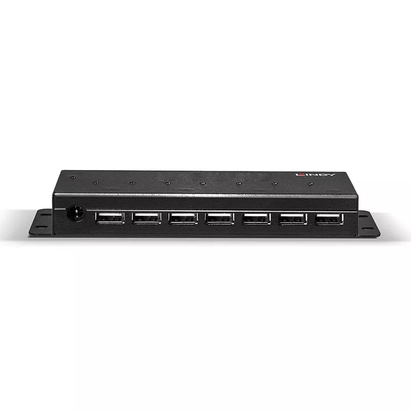 Lindy 7 Port USB 2.0 Metal Hub, USB 2.0 Type-B, USB 2.0, 480 Mbit/s, melns, metāls, 1,8 m