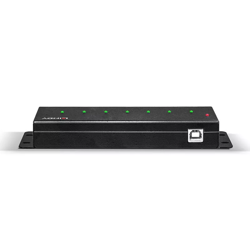 Lindy 7 Port USB 2.0 Metal Hub, USB 2.0 Type-B, USB 2.0, 480 Mbit/s, melns, metāls, 1,8 m