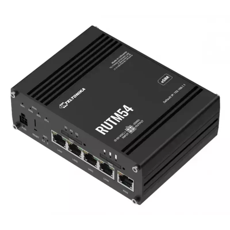 Bezvadu maršrutētājs Teltonika RUTM54 Gigabit Ethernet Divjoslu 5G Melns