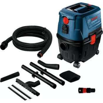 Cilindriskais putekļsūcējs Bosch GAS 15 PS Professional — sausā tīrīšana, 1100 W, 15 L putekļu maiss, 8 L šķidruma tvertne, 270 mbar