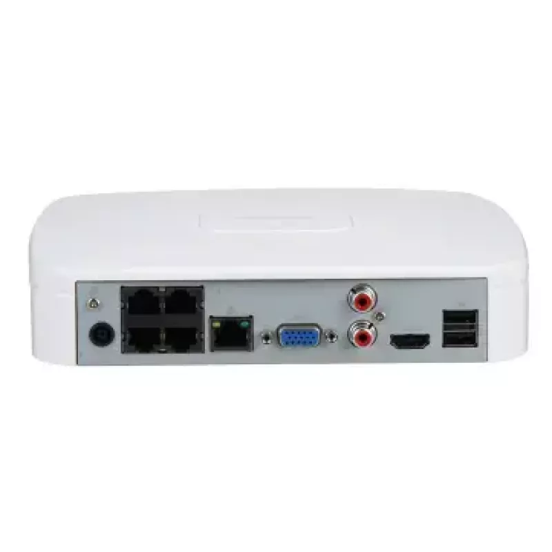 Tīkla video ierakstītājs DAHUA NVR4104-P-EI — 4 kanālu NVR, līdz 3840×2160, SATA HDD, 1U, balts