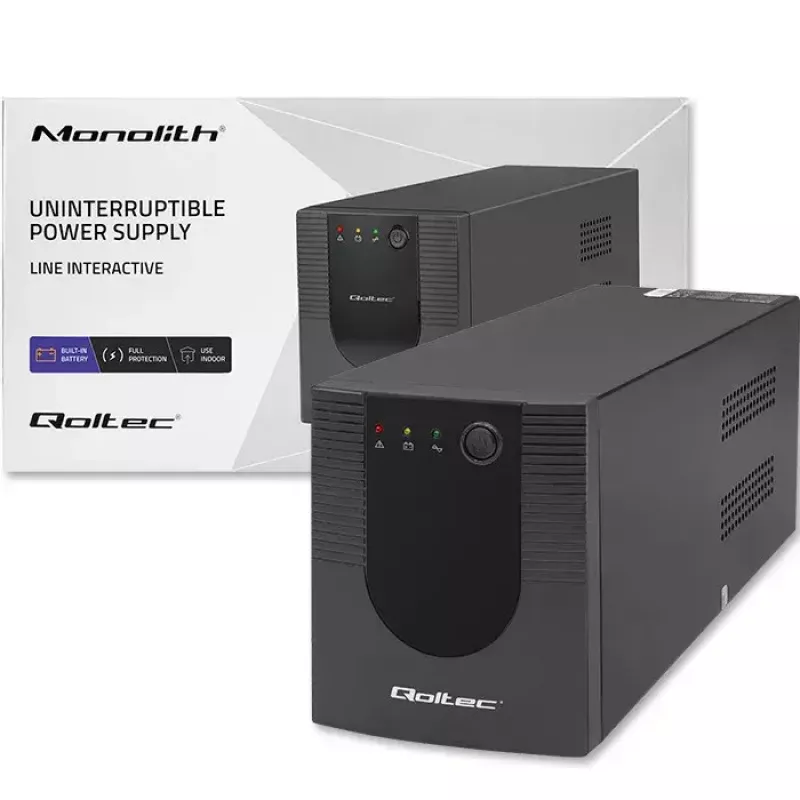 Qoltec UPS 53776 Line-Interactive 1,5 kVA 900 W 4 maiņstrāvas kontaktligzdas