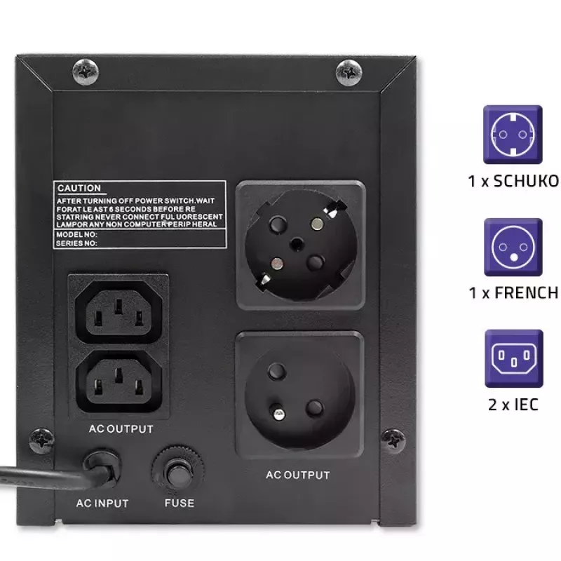 Qoltec UPS 53776 Line-Interactive 1,5 kVA 900 W 4 maiņstrāvas kontaktligzdas