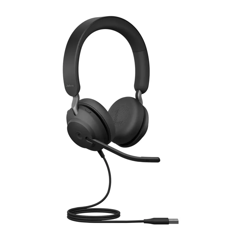 Jabra Evolve2 40 USB-A, MS Teams Stereo, Vadu, Birojs/Zvanu centrs, 20 - 20000 Hz, 188 g, Austiņas, Melna