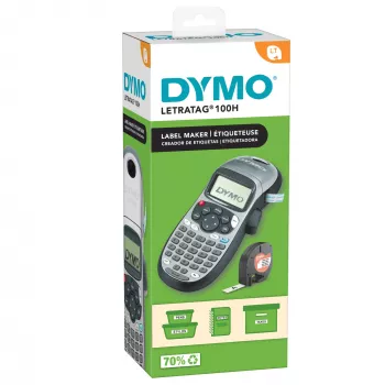 DYMO LetraTag LT-100H rokas etiķešu printeris | ABC tastatūras etiķešu printeris ar viegli lietojamu 13 rakstzīmju LCD ekrānu | mājai vai birojam | sudraba