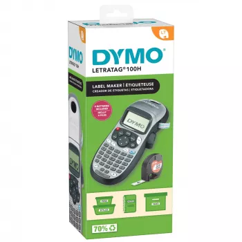 DYMO LetraTag LT-100H rokas etiķešu printeris | ABC tastatūras etiķešu printeris ar viegli lietojamu 13 rakstzīmju LCD ekrānu | mājai vai birojam | sudraba