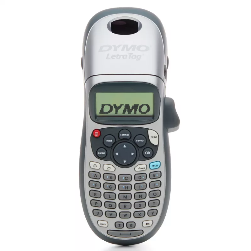 DYMO LetraTag LT-100H rokas etiķešu printeris | ABC tastatūras etiķešu printeris ar viegli lietojamu 13 rakstzīmju LCD ekrānu | mājai vai birojam | sudraba