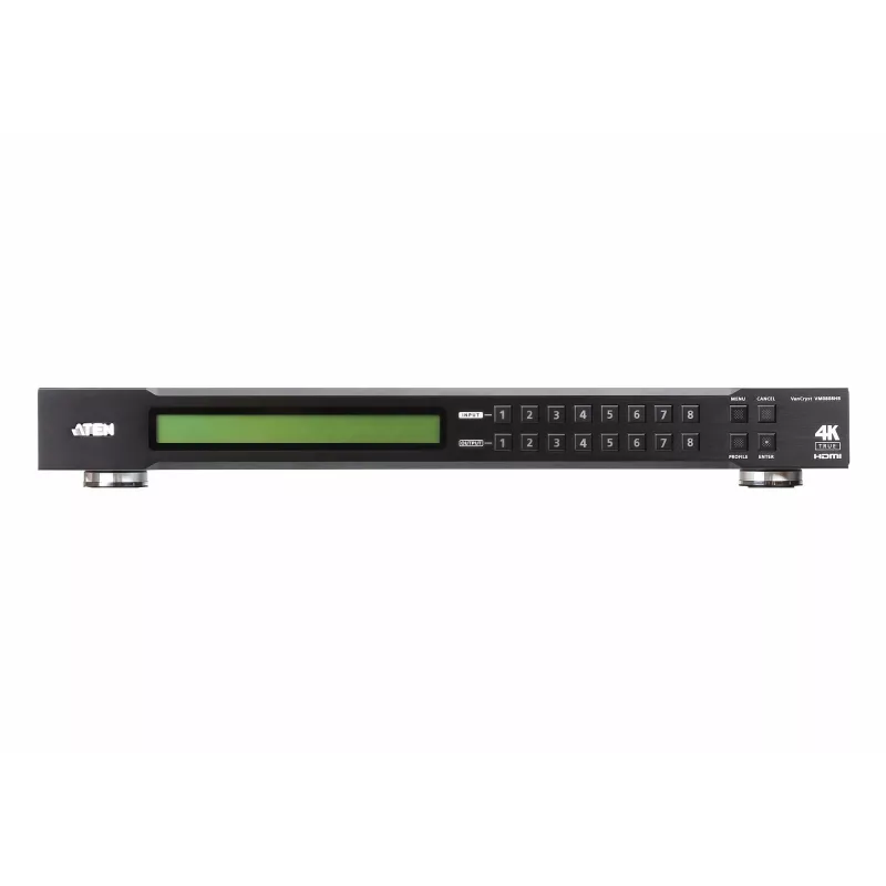 ATEN 8X8 True 4K HDMI Matrix Switch, AV matricas komutators, 18 Gbit/s, 600 MHz, 4096 x 2160 pikseļi, 4096 x 2160, 3840 x 2160, 1920 x 1200, Melns
