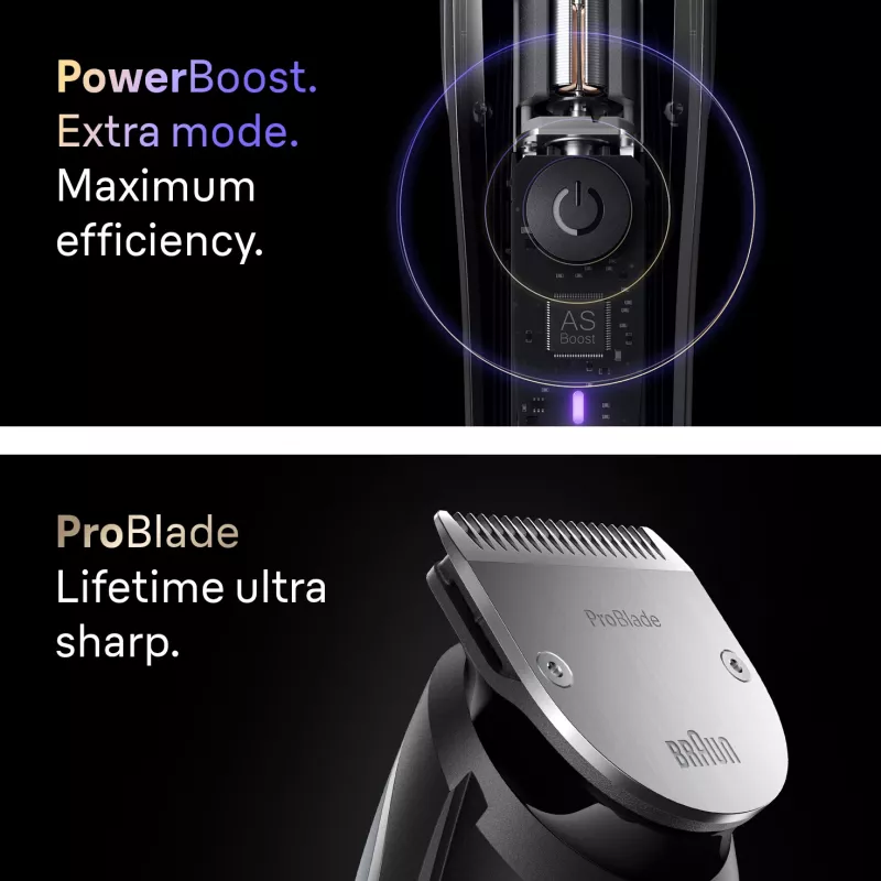 Braun BeardTrimmer 9 BT9560 bārdas trimmeris Baterija 52 2 cm Mitrā un Sausā Melns, Sudrabs