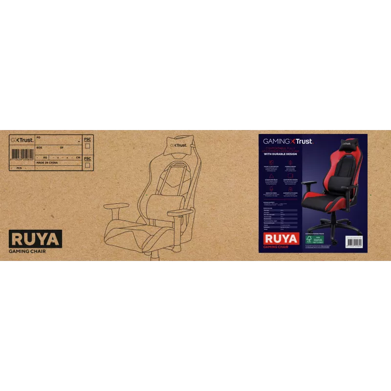 Trust GXT 714 RUYA universāls spēļu krēsls melns, sarkans