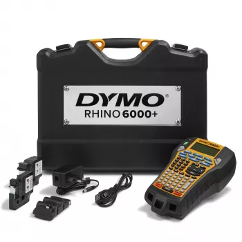DYMO Rhino 6000+ Industrial Label Maker | Computer Connected Label Maker with Hard Carry Case | Includes 1 Vinyl Tape Cassette1 Flexible Nylon Tape Cassette and Rechargeable Lithium Ion Battery