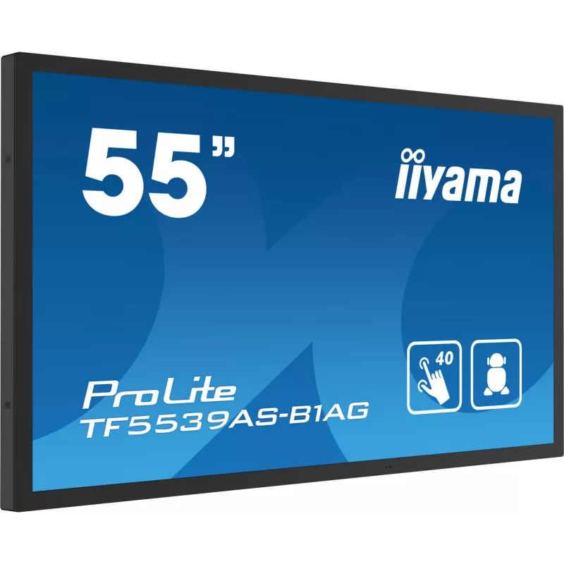iiyama TF5539AS-B1AG Signāla displejs Kioska dizains 138.7 cm (54.6 collas) LED 435 cd/m² 4K Ultra HD Melns Skārienekrāns Iebūvēts procesors Android 11 24/7
