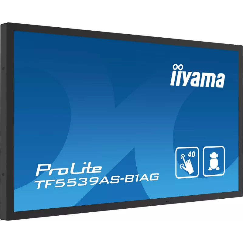 iiyama TF5539AS-B1AG Signāla displejs Kioska dizains 138.7 cm (54.6 collas) LED 435 cd/m² 4K Ultra HD Melns Skārienekrāns Iebūvēts procesors Android 11 24/7