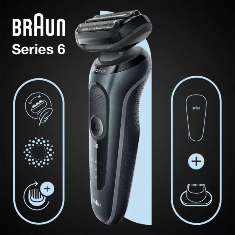 Braun Series 6 61-N1200s Folijas skuveklis Trimeris Melns