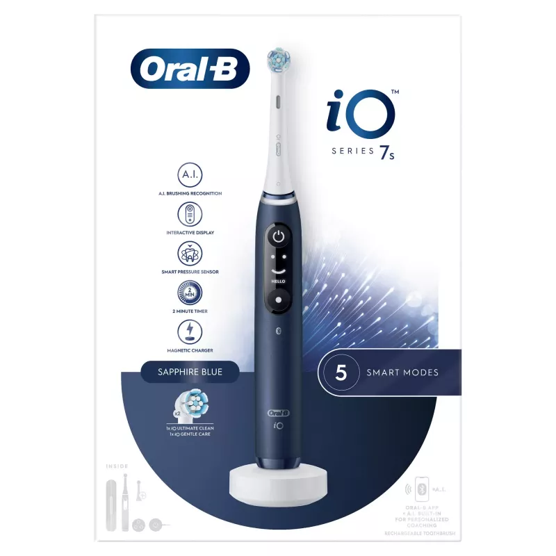 Oral-B iO 7S pieaugušajiem oscilējoša zobu birste zila, balta
