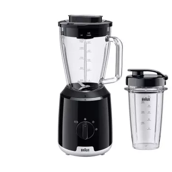 Braun JB1051BK PowerBlend 1 galda blenderis, 600 W, 1,25 l, stikla krūze, melns