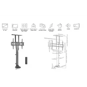Motorizēts tālvadības televizora statīvs Equip 37–65 collas