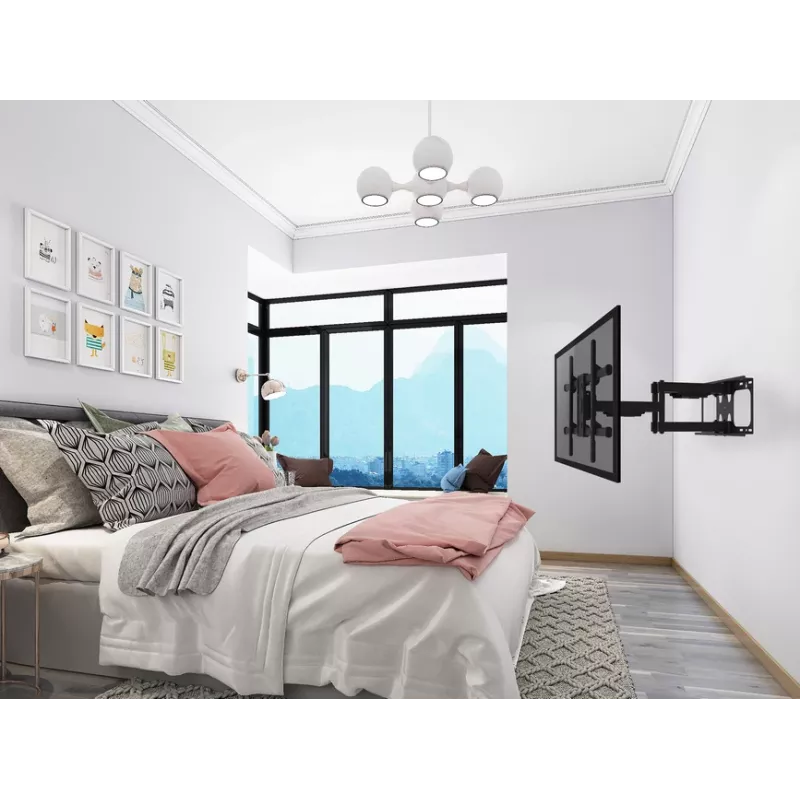 Equip 37 collu - 90 collu noliecams/grozāms TV sienas stiprinājums, 200 x 200 mm, 816 x 410 mm, -15 - 5°, -60 - 60°, tērauds, melns