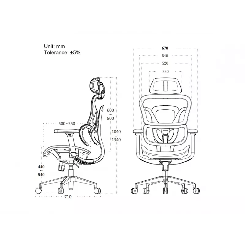 Equip Ergonomic Premium Office Chair with Headrest and Armrests, Melns