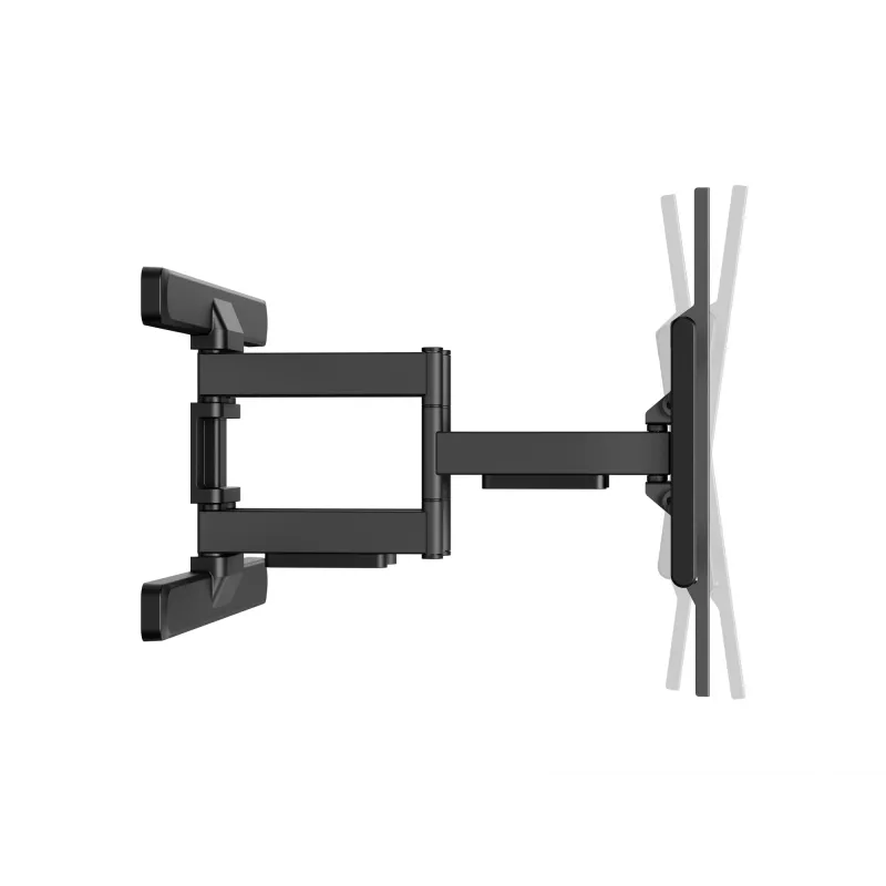 Equip 43 collu–100 collu pilnas kustības TV stiprinājuma kronšteins, 200 x 200 mm, 800 x 400 mm, -10 – 5°, -60 – 60°, plastmasa, nerūsējošais tērauds, melns