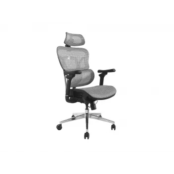Equip ergonomisks premium klases biroja krēsls ar galvas balstu un roku balstiem, pelēks