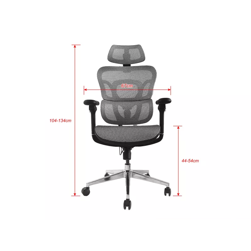 Equip ergonomisks premium klases biroja krēsls ar galvas balstu un roku balstiem, pelēks