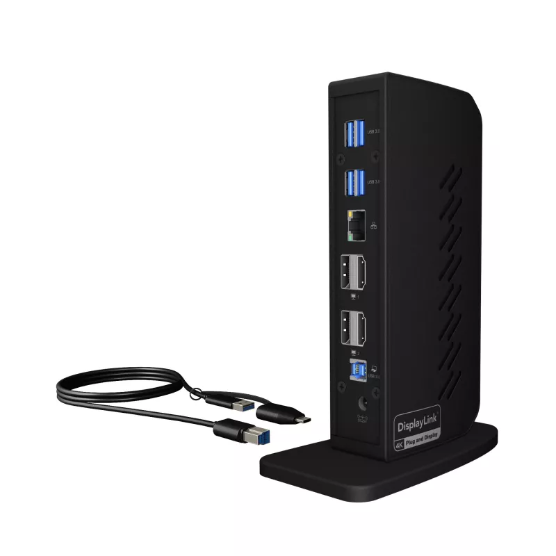 ICY BOX IB-DK2252AC vadu USB 3.2 Gen 1 (3.1 Gen 1) Type-C melns