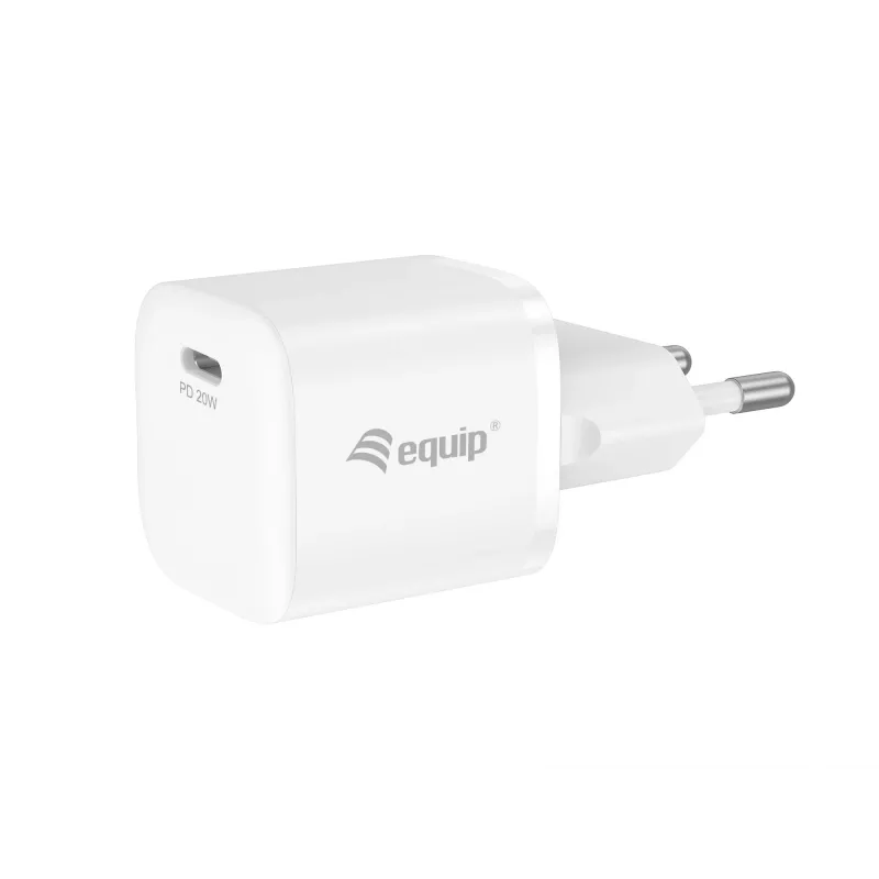 Equip 1 porta 20 W USB-C PD lādētājs, 25 gab./iepakojumā, iekštelpām, maiņstrāvas, 12 V, balts