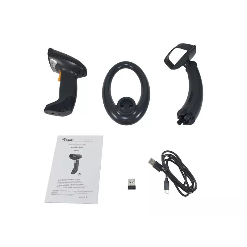 Equip bezvadu 2D divu režīmu 2,4 GHz + Bluetooth svītrkoda skeneris ar statīvu