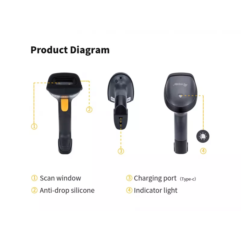 Equip bezvadu 2D divu režīmu 2,4 GHz + Bluetooth svītrkoda skeneris ar statīvu