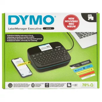 DYMO LabelManager Executive 640 CB pārnēsājams etiķešu printeris | Kompakts etiķešu veidotājs ar QWERTY tastatūru | Bluetooth un USB savienojamība | Savietojams ar D1 standarta un izturīgajām etiķetēm