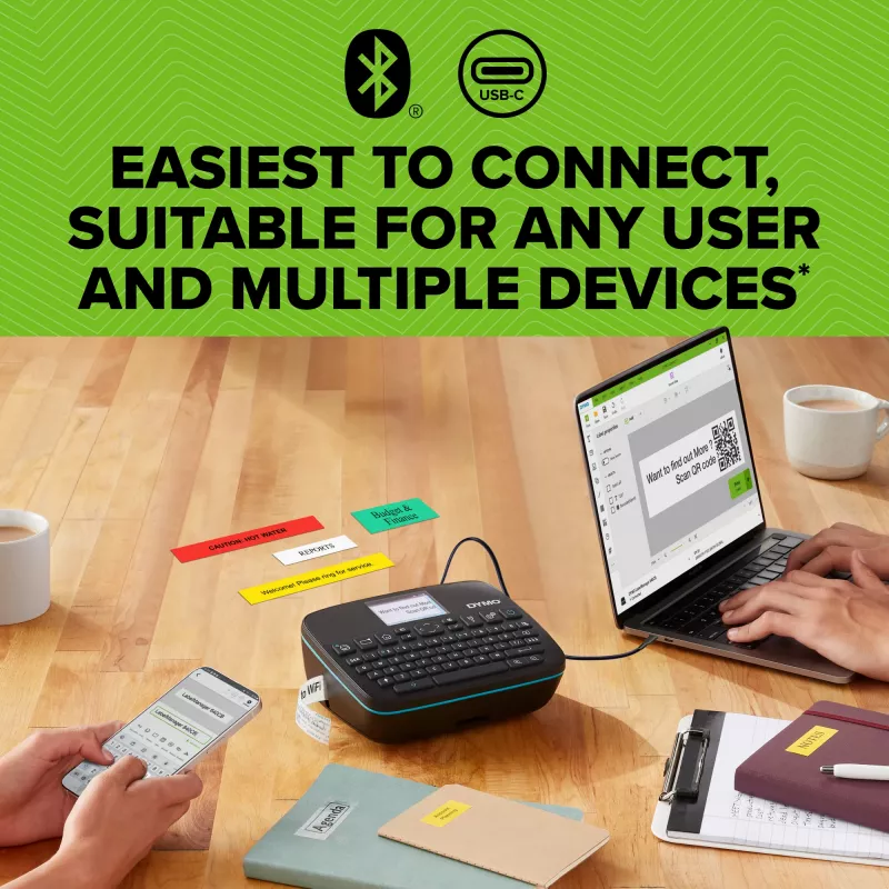 DYMO LabelManager Executive 640 CB pārnēsājams etiķešu printeris | Kompakts etiķešu veidotājs ar QWERTY tastatūru | Bluetooth un USB savienojamība | Savietojams ar D1 standarta un izturīgajām etiķetēm