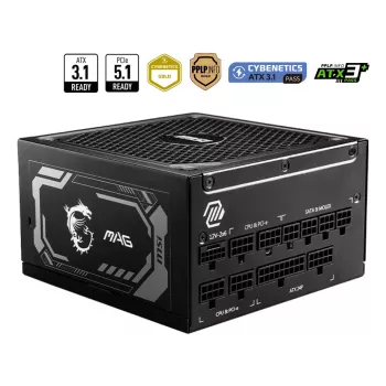 MSI MAG A1250GL PCIE5 barošanas bloks 1250 W 24-pin ATX ATX Melns