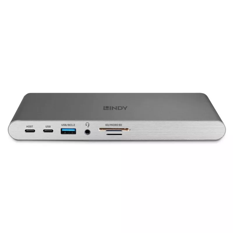 Lindy DST-Pro 5K XT, USB-C klēpjdatora dokstacija ar trīskāršu displeju (4K) vai vienu displeju (5K) un 100 W caurlaides uzlādi