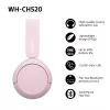 Sony WHCH520P.CE7, Bezvadu, 20 - 20000 Hz, Zvani/Mūzika, 147 g, Austiņas, Rozā