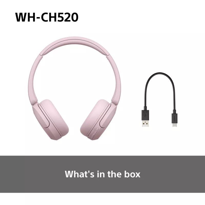 Sony WHCH520P.CE7, Bezvadu, 20 - 20000 Hz, Zvani/Mūzika, 147 g, Austiņas, Rozā