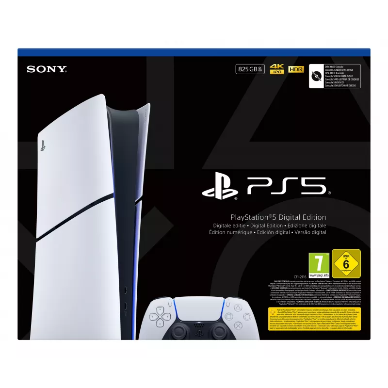 Sony PlayStation 5 Digital Edition (Slim) 825 GB Wi-Fi Melns, Balts