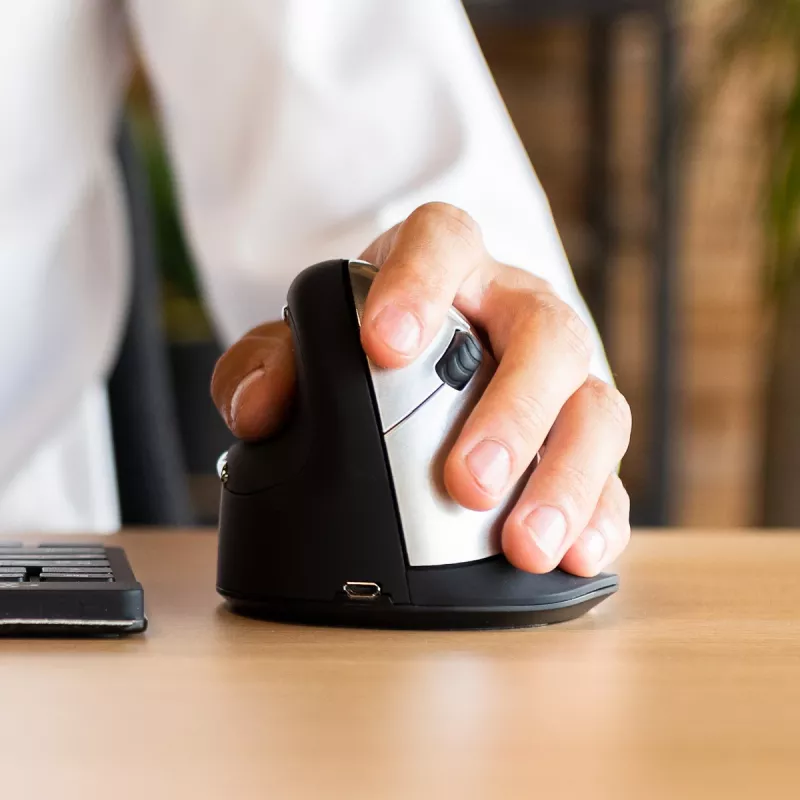 R-Go Tools ergonomiskā pele R-Go HE Break ar pārtraukumu programmatūru, liela (rokas izmērs ≥ 185 mm), kreisā roka, Bluetooth, melna