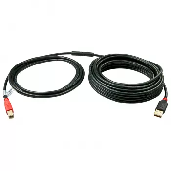 Lindy 10m USB 2.0 Type A to B aktīvais kabelis, 10 m, USB A, USB B, USB 2.0, vīrišķais/vīrišķais, melns, sarkans