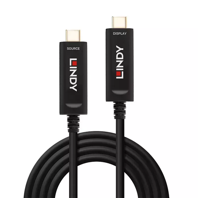 Lindy 15m optiskās šķiedras hibrīda USB Type C kabelis, tikai audio/video
